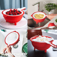 Tupperware Double Colander - Chili Snow White