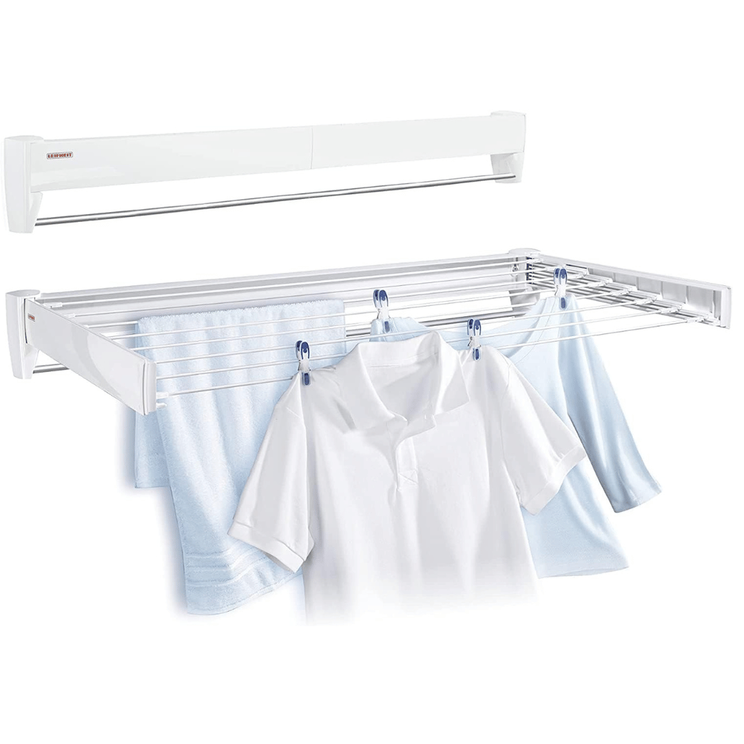 Leifheit 83100 Telegant 81 Wall Mount Retractable Plastic Clothes Drying Rack