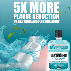 Listerine Mouthwash Cool Mint, Zero Alcohol, Milder Taste, 250ml