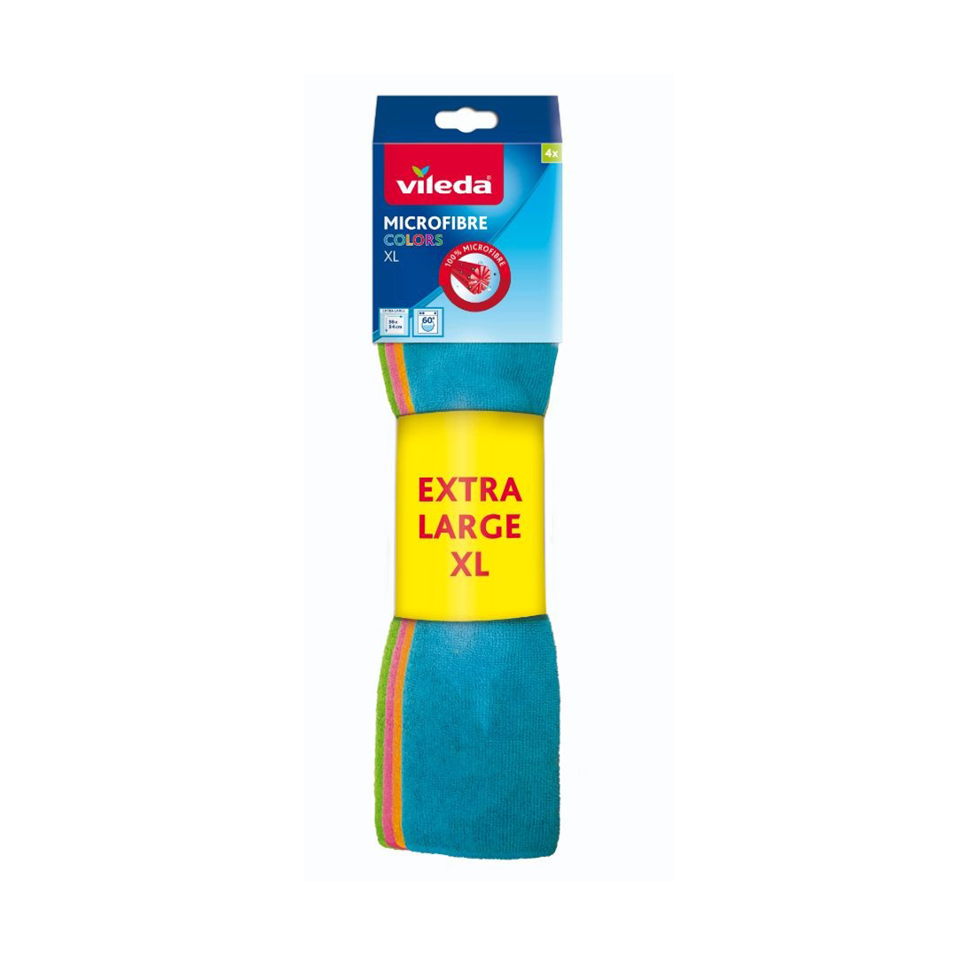 Vileda Microfibre Colors XL, 100% Microfibre Cloth, 4 pcs