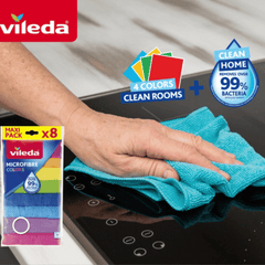 Vileda Microfibre All-Purpose Cloth Colors | 100% microfibre  Pack 8 cloths