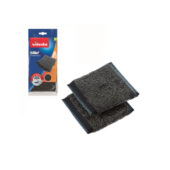 Vileda Glitzi Power Inox Metallic scouring pad, strong cleaning performance, ideal stainless steel pots, pack of 2