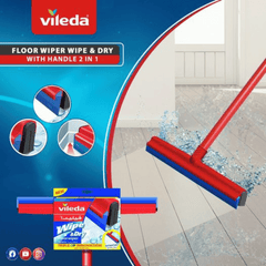 Vileda Floor Wiper 2in1 Wipe & Dry with Handle, 42cm