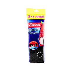 Vileda Glitzi Power Inox Metallic scouring pad, Pack of 2 + 1 Free