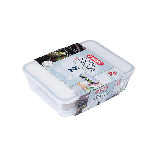 Pyrex Cook & Freeze Set of 2 - 1.5L & 2.6L with Lid, 912S951