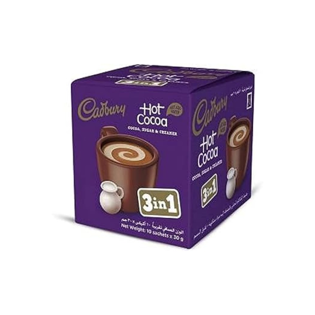 Cadbury 3 in 1 Hot Chocolate Cocoa Powder 30g Pack of 10