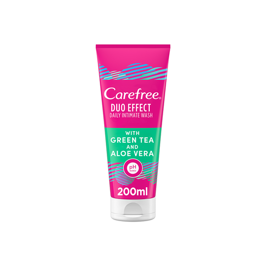 Carefree Daily Intimate Wash, Duo Effect Green Tea & Aloe Vera, 200ml