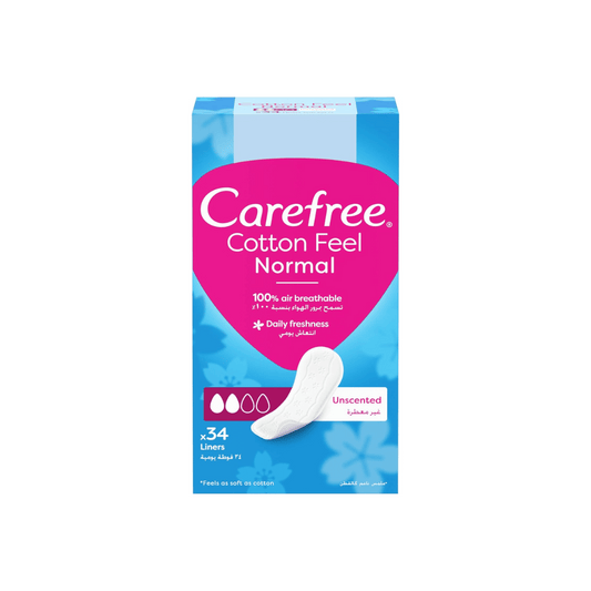 Carefree Daily Cotton Panty Liners Unscented Normal, 34's