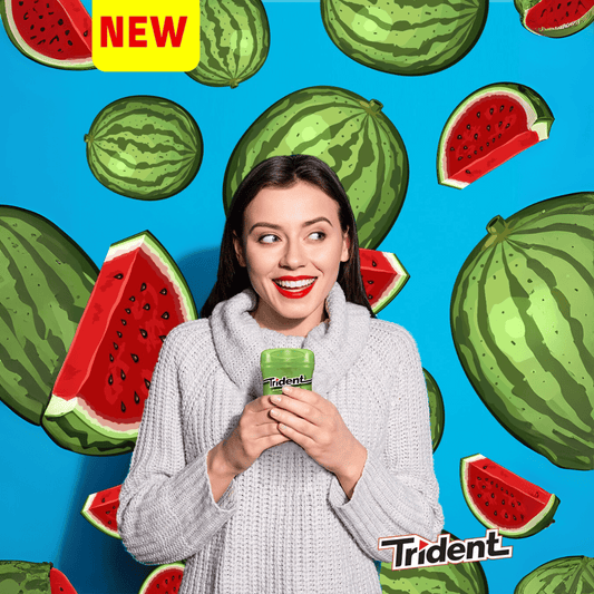 Trident Watermelon Sugar Free Gum bottle, 60pcs, 84g