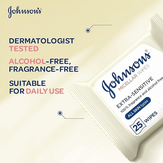 J&J Facial Wipes Micellar Extra Sensitive White, 25s