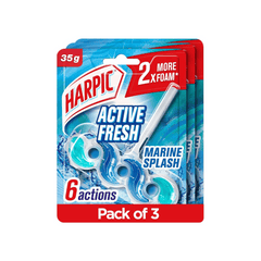 Harpic Toilet Cleaner Block Marine Splash, Pack of 2 + 1 FREE