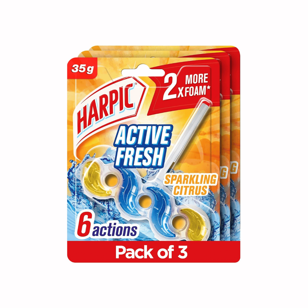 Harpic Toilet Cleaner Block Sparkling Citrus, Pack of 2 + 1 FREE