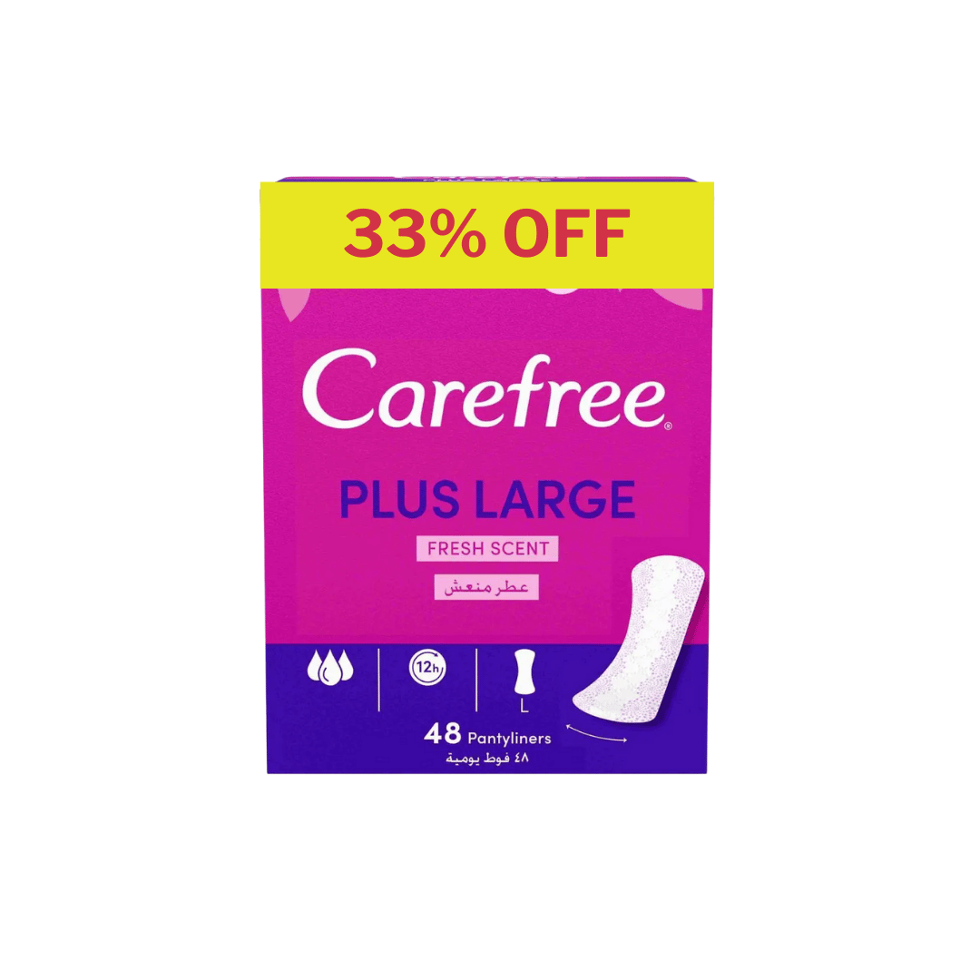 Carefree Plus Large Panty Liners Fresh Scent 48's, 33% OFF