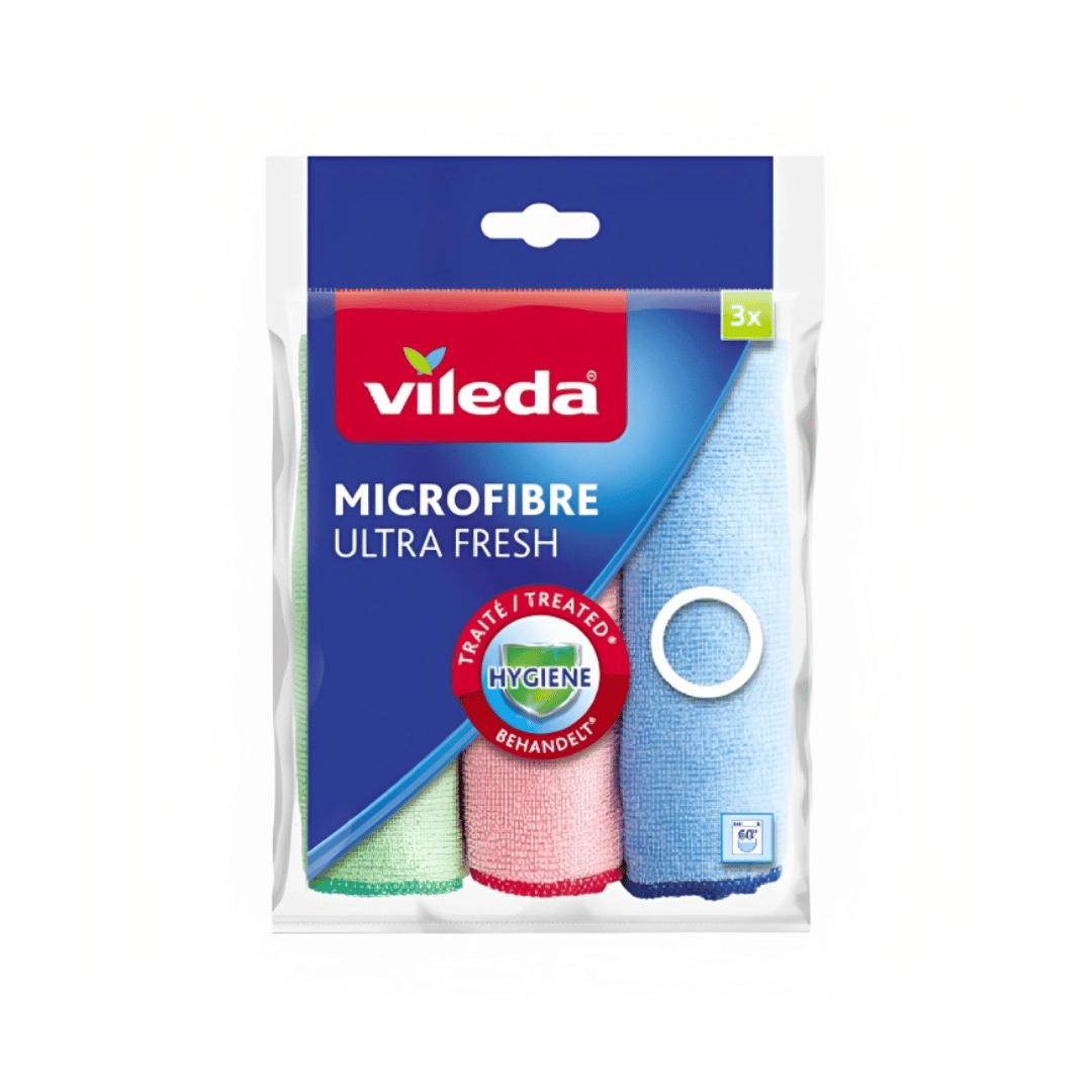 Vileda Microfibre ULTRA FRESH Cloths | Anti-bacterial | all-purpose cloth | 30 x 30 cm | Multipack 3 Pcs