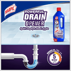 Harpic Powerful Drain Opener Gel For Bathroom, Basins, Toilet & Kitchen Drains, 1L