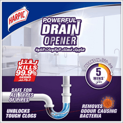 Harpic Powerful Drain Opener Gel For Bathroom, Basins, Toilet & Kitchen Drains, 1L