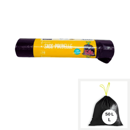 Leader Price Sac Poubelle Tie 50L, Large x10