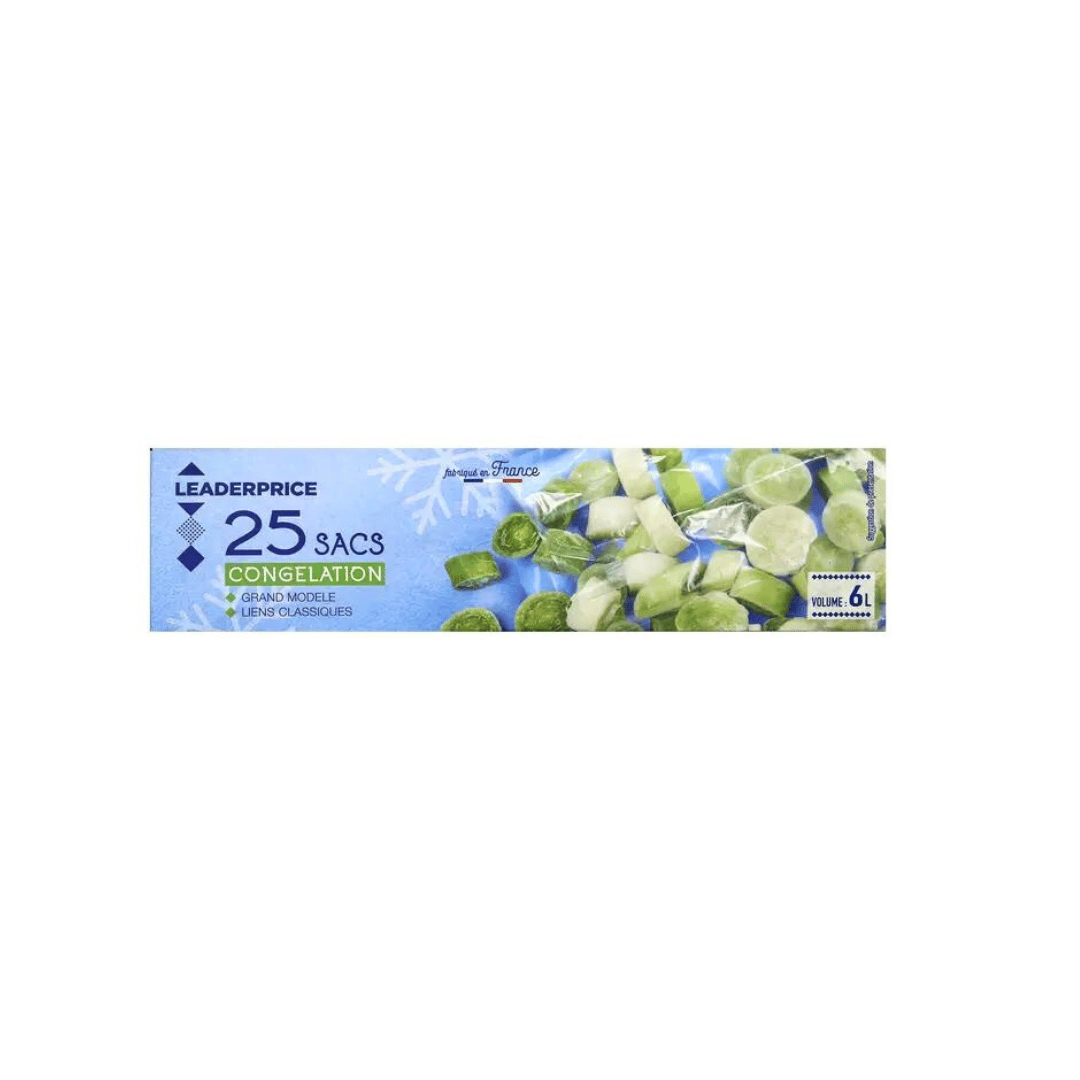 Leader Price Sac Congelation Lien Clasique Grand Modele, 6L x25