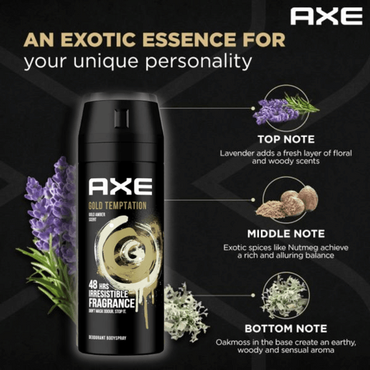 AXE Men Gold Temptation 48h Body Spray, 150ml
