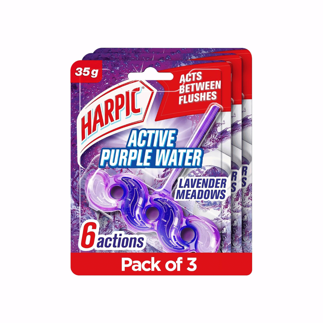 Harpic Toilet Cleaner Block Sparkling Lavender, Pack of 2 + 1 FREE