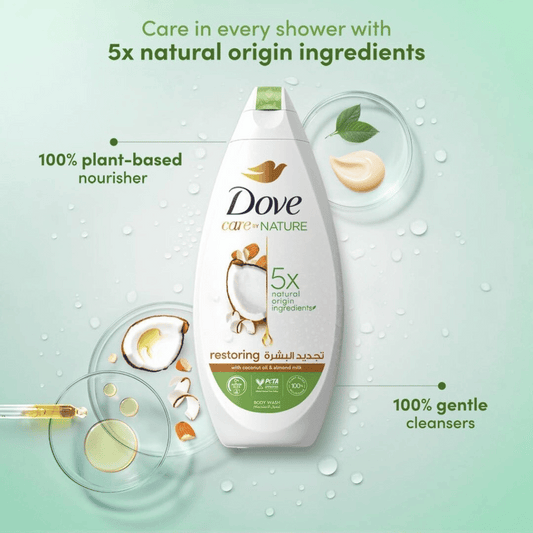 Dove Care By Nature Restoring Body Wash Coconut, 500ml
