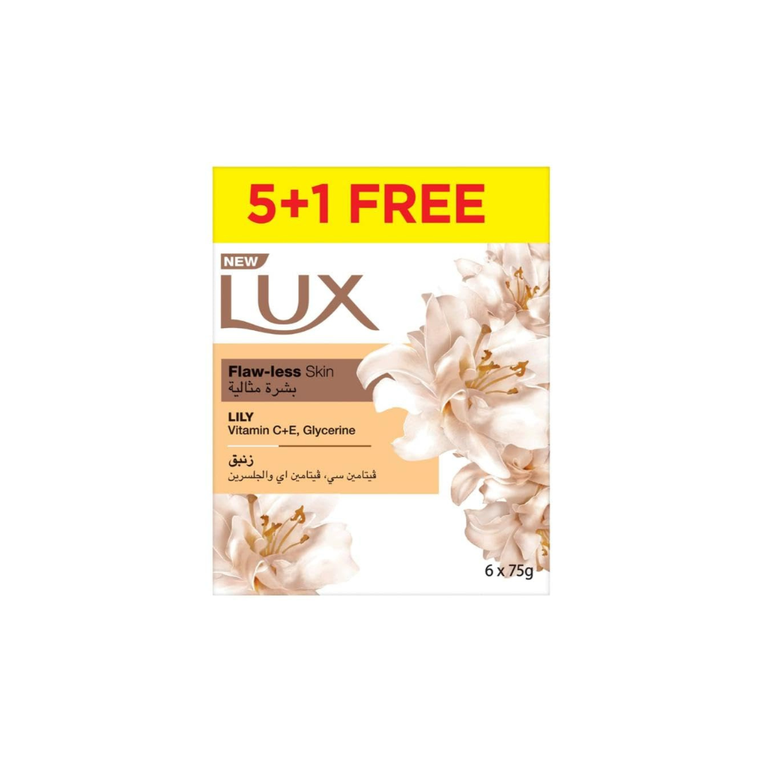 Lux Bar Soap Flaw-Less Lily Scent 75g, 5+1 Free