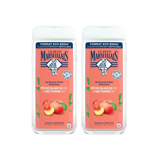 Le Petit Marseillais Shower Gel Peach Nectarine Bio 650ml, 2 @ 20% OFF