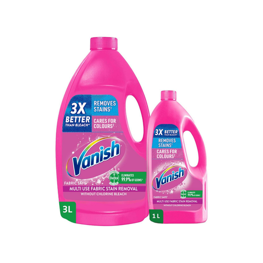 Vanish Laundry Stain Remover, Colored & White Clothes 3L + Pink 1L Free