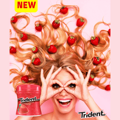 Trident Strawberry Sugar Free Gum bottle, 60pcs, 84g