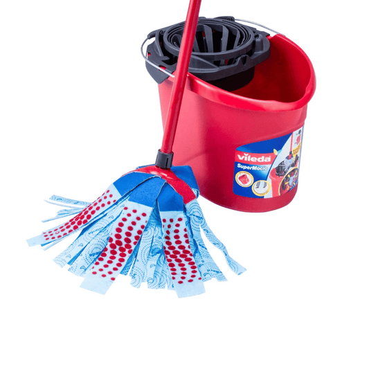 Vileda Supermop 3-Action Set of Wringer Bucket + Mop with 3D Head, @ Special Price
