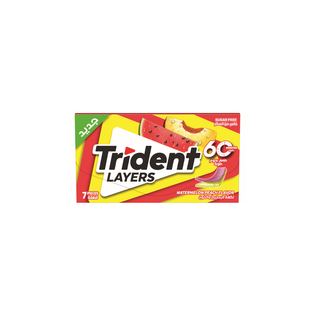 Trident Sugar Free Watermelon Peach Gum 13.5g, 7 pcs