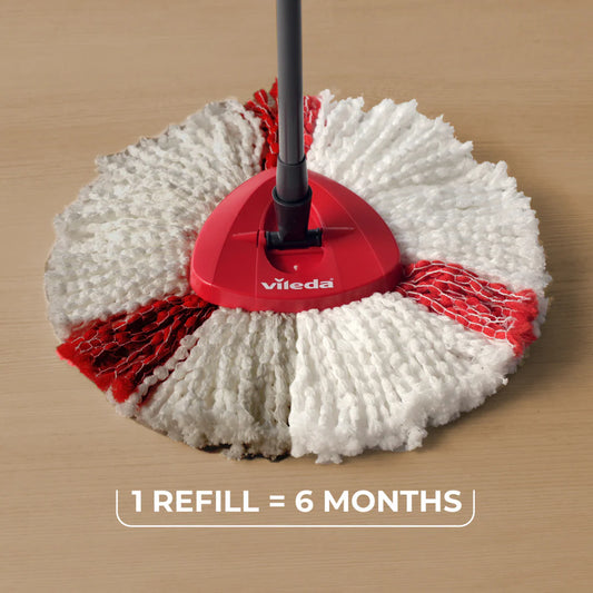 Vileda Turbo floor mop bucket set with foot pedal activated spinning wringer |Telescopic handle 65 – 131 cm | floor mop with spinning wringer | microfibre mop head | deep cleaning with less effort