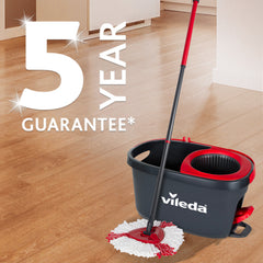 Vileda Turbo Rotating Mop Bucket Set with Foot Pedal |Telescopic Handle 85 – 123 cm | Floor mop with spinning wringer | Turbo 2in1 Microfibre Mop Head