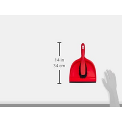 Vileda Dustpan and Brush Standard Set, Grooved Edge, Rubber Lip, Red, 33 x 23 x 8 cm
