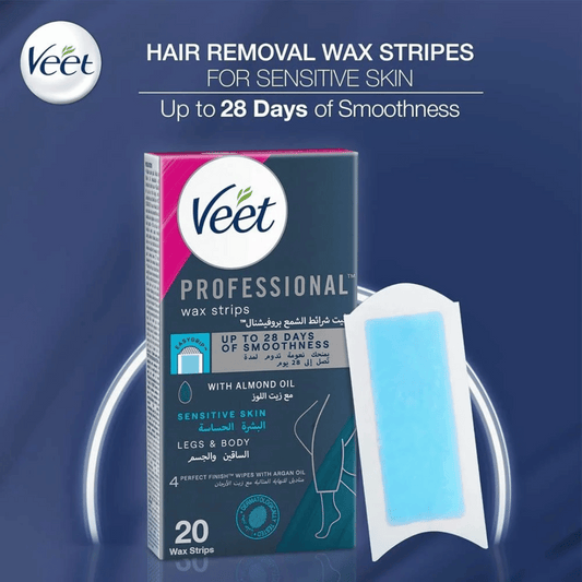 Veet PRO Wax Strips Legs & Body Sensitive Skin, 20s