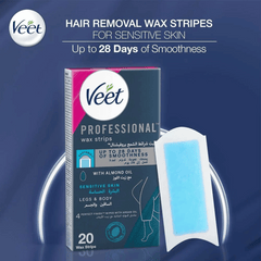 Veet PRO Wax Strips Legs & Body Sensitive Skin, 20s