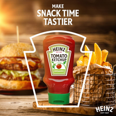 Heinz Organic Tomato Ketchup, Top Down Squeezy Bottle, 580g