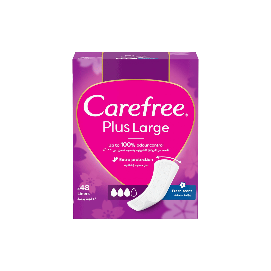 Carefree Panty Liners Plus Large Fresh Scent 48's