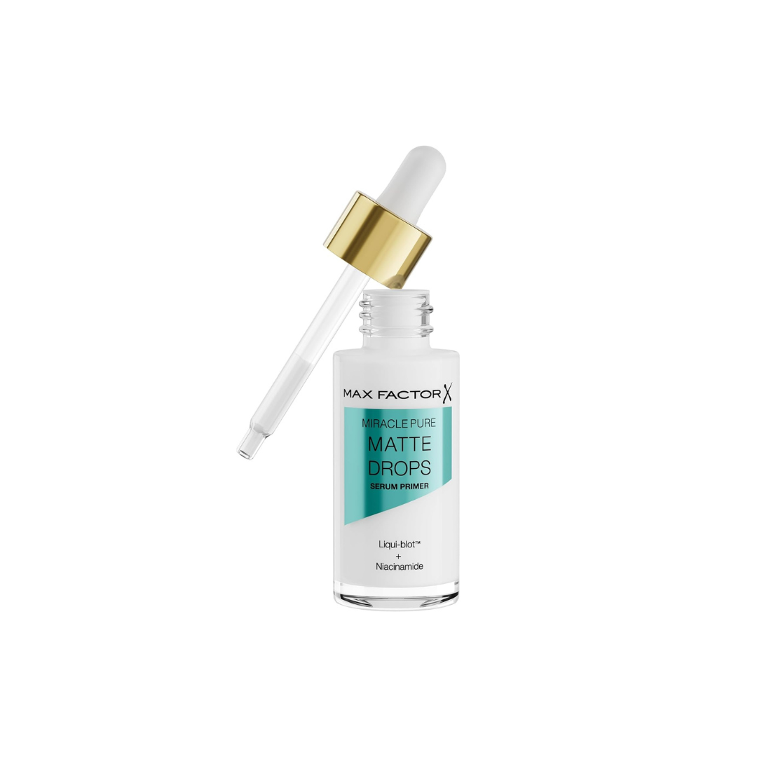 Max Factor Miracle Pure Matte Drops Serum Primer, Soft Matte Finish, Controls Shine, Powered by Niacinamide