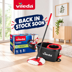 Vileda Turbo Rotating Mop Bucket Set with Foot Pedal |Telescopic Handle 85 – 123 cm | Floor mop with spinning wringer | Turbo 2in1 Microfibre Mop Head