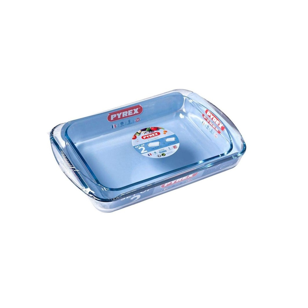 Pyrex Classic Rectangular Glass Baking Roasting, Set of 2 - 2.7 L & 3.7 L 913S607